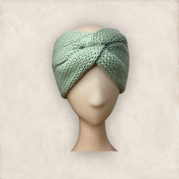 Ear Warmer Twisted Green Knitted Headband Women Hairband Winter Holiday Gift - Picture 3 of 9